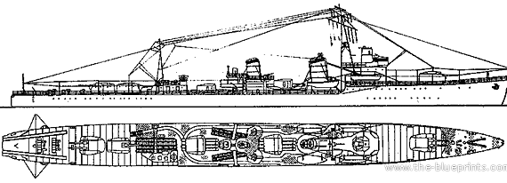 Корабль IJN Shiratsuyu [Destroyer] (1936) - чертежи, габариты, рисунки